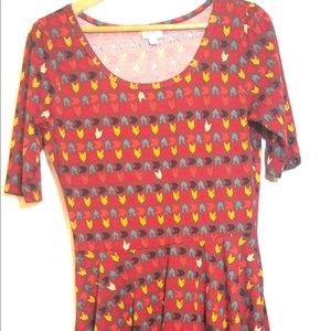 Lula roe boho Nicole dress burgundy red arrows